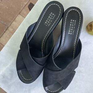 Barneys New York black suede platform shoes